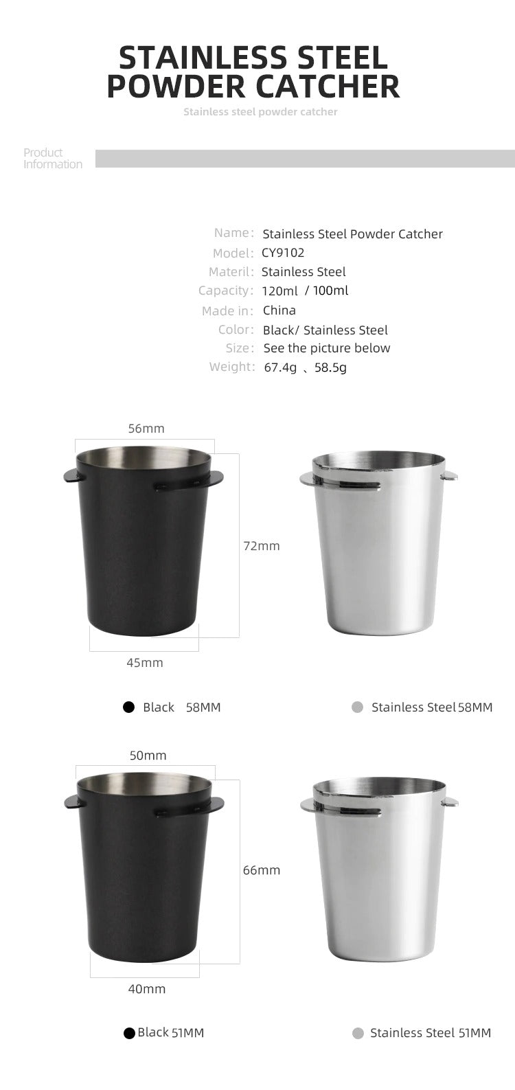Stainless Steel Coffee Dosing Cup Powder Feeder Part Espresso Machine Dosing Cup