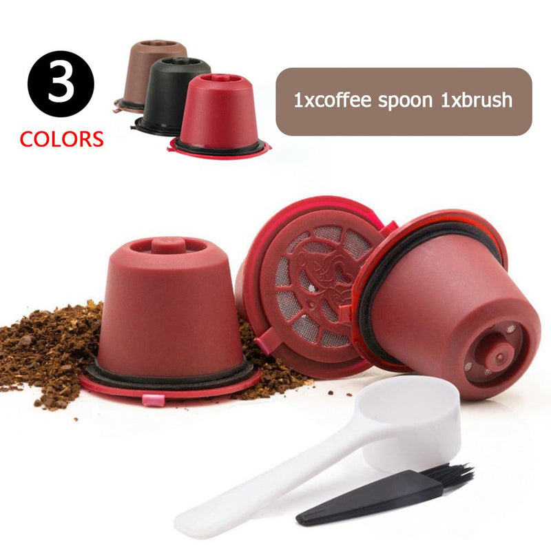 1/3/4PCS Nespresso Refillable Coffee Capsule Cup Reusable Coffee Capsule Spoon Brush Coffee Filters