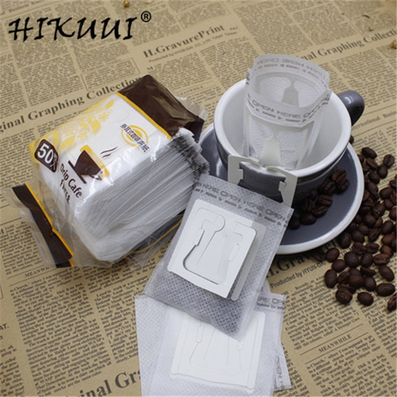 HIKUUI 50pcs/100pcs/150pcs Disposable Drip Coffee Cup Filter Bags Hanging Cup Coffee Filters