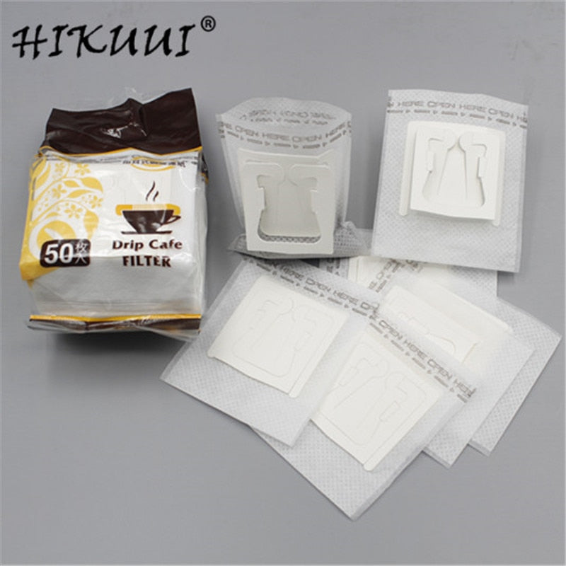 HIKUUI 50pcs/100pcs/150pcs Disposable Drip Coffee Cup Filter Bags Hanging Cup Coffee Filters