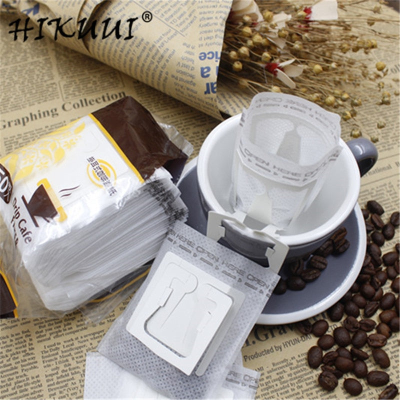 HIKUUI 50pcs/100pcs/150pcs Disposable Drip Coffee Cup Filter Bags Hanging Cup Coffee Filters