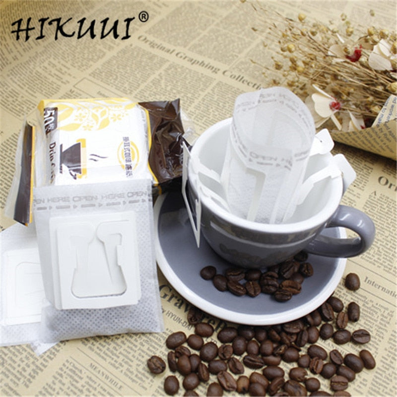 HIKUUI 50pcs/100pcs/150pcs Disposable Drip Coffee Cup Filter Bags Hanging Cup Coffee Filters