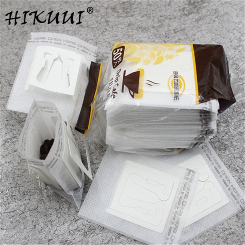 HIKUUI 50pcs/100pcs/150pcs Disposable Drip Coffee Cup Filter Bags Hanging Cup Coffee Filters