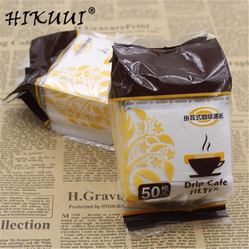 HIKUUI 50pcs/100pcs/150pcs Disposable Drip Coffee Cup Filter Bags Hanging Cup Coffee Filters