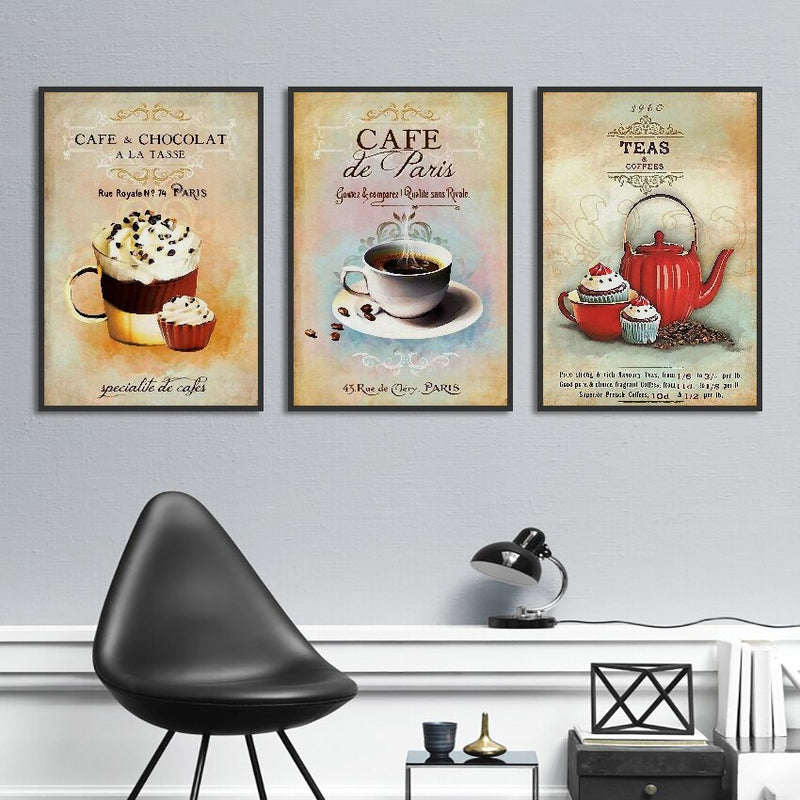 Nordic Poster Vintage Modern Minimalist Coffee Dessert Canvas painting Abstract Home Decoration
