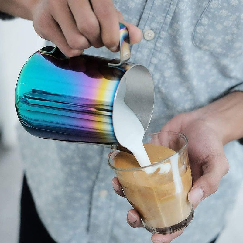 Milk Frothing Pitcher Stainless Steel, Rainbow Color Custom Coffee Mugs, Milk Steaming Frother