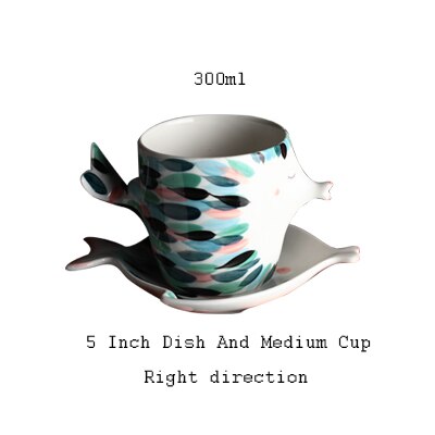 Handmade 3D Fish Shape Ceramic Cup And Saucer Coffee Cup Set Afternoon Black Tea Porcelain Teacup