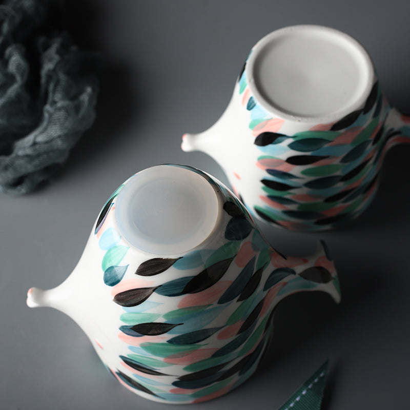 Handmade 3D Fish Shape Ceramic Cup And Saucer Coffee Cup Set Afternoon Black Tea Porcelain Teacup