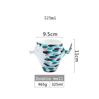 Handmade 3D Fish Shape Ceramic Cup And Saucer Coffee Cup Set Afternoon Black Tea Porcelain Teacup