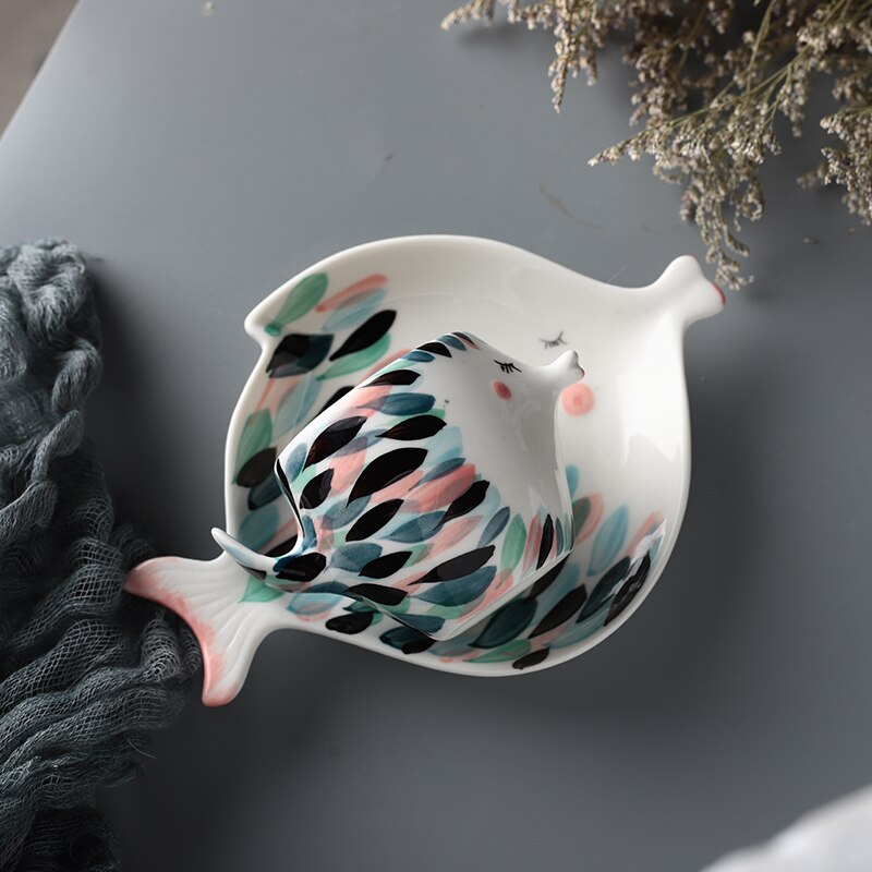 Handmade 3D Fish Shape Ceramic Cup And Saucer Coffee Cup Set Afternoon Black Tea Porcelain Teacup