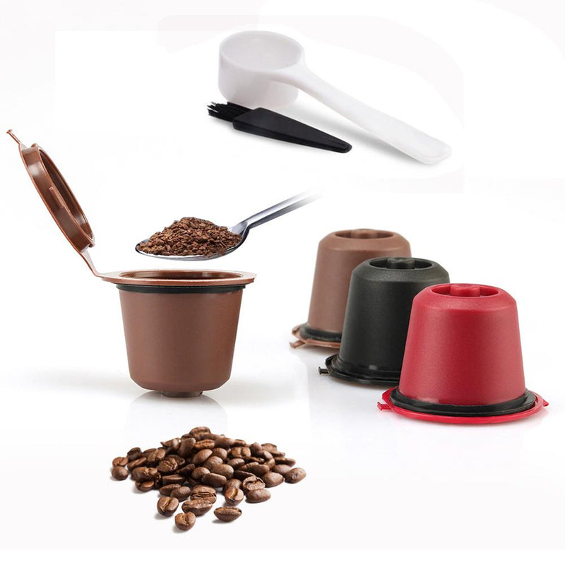 1/3/4PCS Nespresso Refillable Coffee Capsule Cup Reusable Coffee Capsule Spoon Brush Coffee Filters
