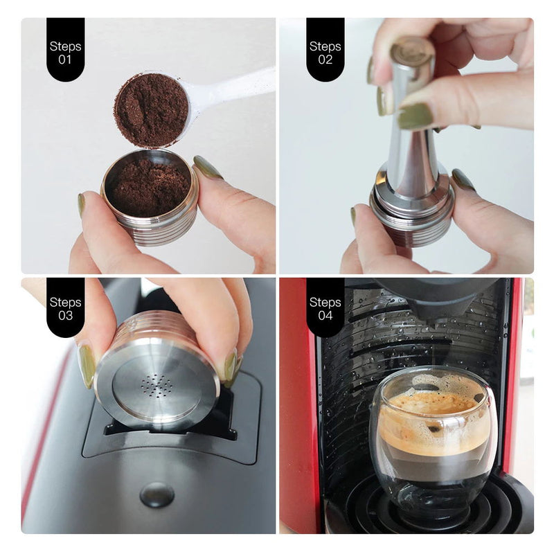 iCafilas Stainless steel Refillable Coffee Capsule Filters Cup For Delta Q Pod Stainless Steel