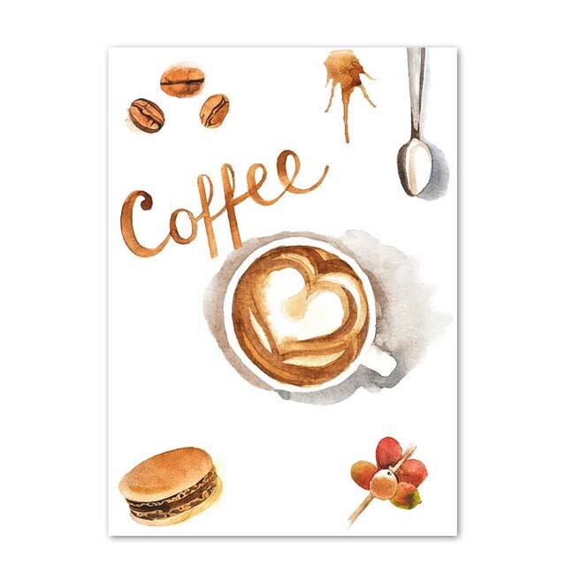 Home Decoration Prints Painting Nordic Style Coffee Pictures Cup Wall Art Modular Canvas Watercolor
