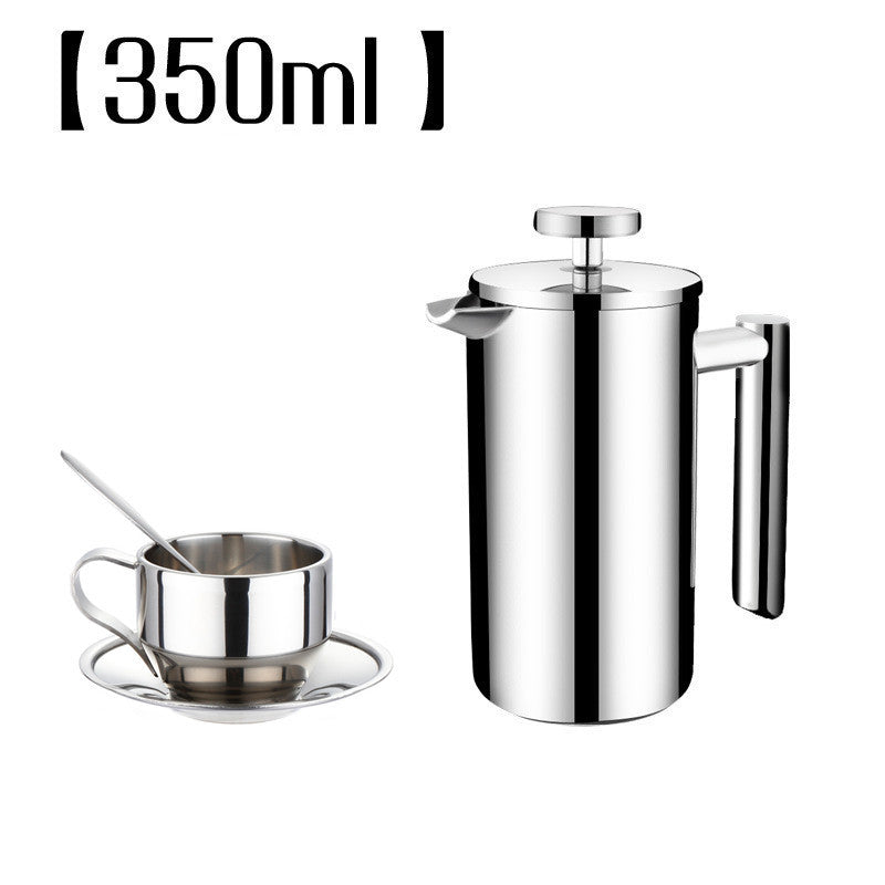 Stainless steel 304 double layer french presses coffee pot with 150ML mugs set larger