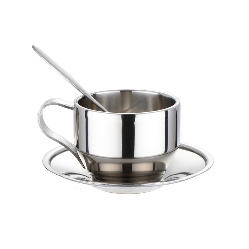 Stainless steel 304 double layer french presses coffee pot with 150ML mugs set larger