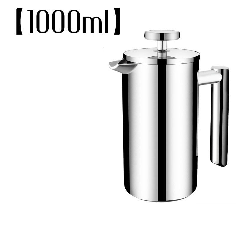 Stainless steel 304 double layer french presses coffee pot with 150ML mugs set larger