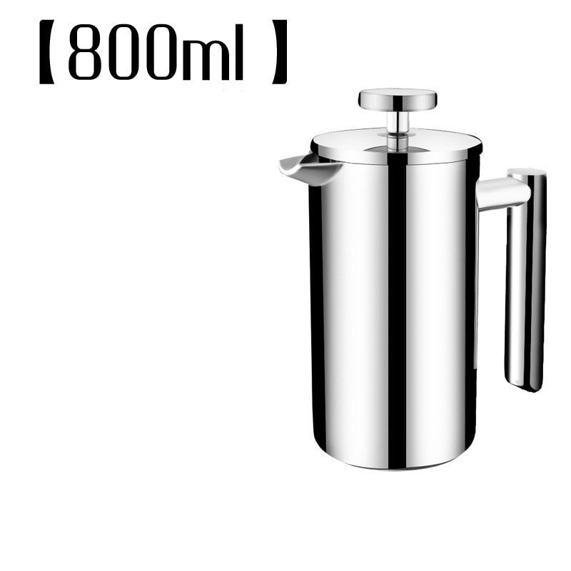 Stainless steel 304 double layer french presses coffee pot with 150ML mugs set larger