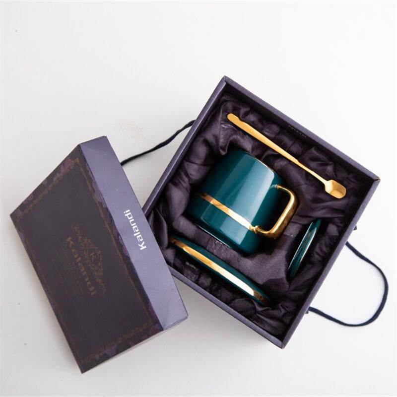 INMYLIFE Coffee Cup Set Small European Luxury Creative Gift for Lovers Golden Design Porcelain Tea