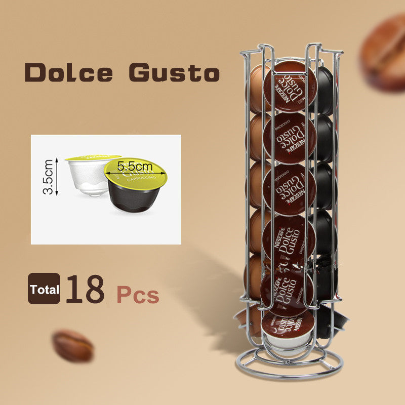 INMYLIFE Metal Coffee Pod Holder Iron Chrome Plating Stand Coffee Capsule Storage Rack for 18pcs