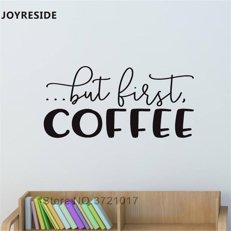 JOYRESIDE But First Coffee Wall Decal Quotes Wall Sticker Words Vinyl Decor Home Kitchen Art Decor