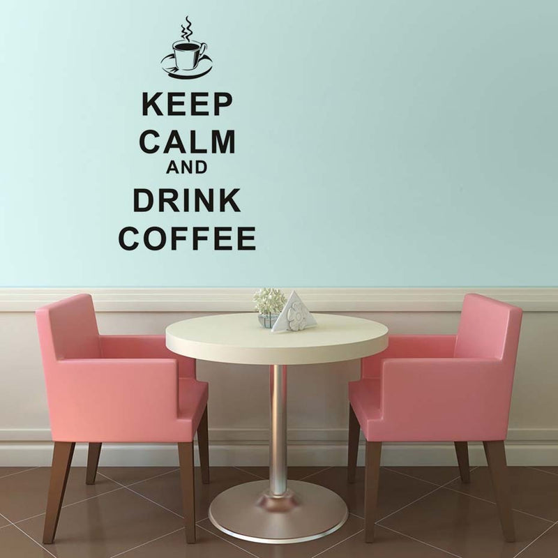 Keep Calm Drink Coffee Vinyl Wall Sticker For Kitchen Dining Hall Removable Waterproof Wallpaper