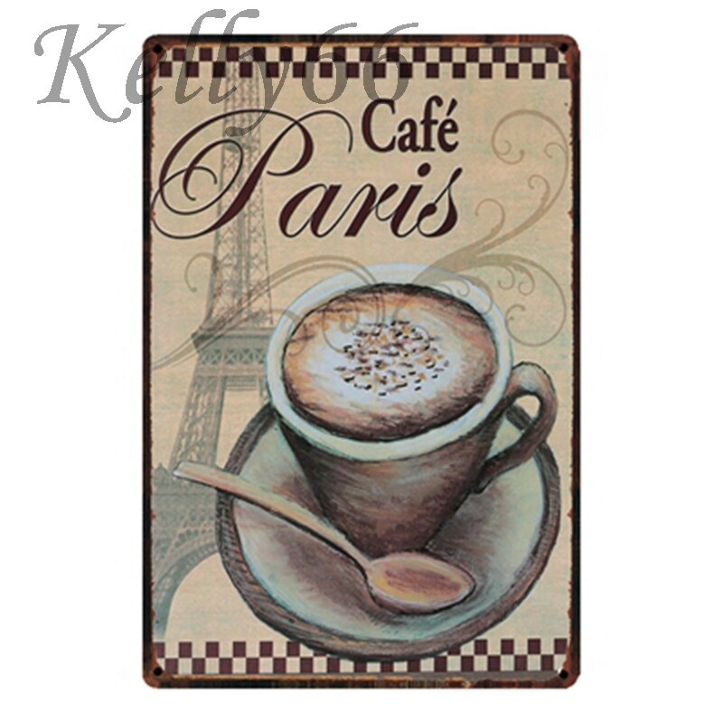 [Kelly66] Fat Cat Coffee Metal Sign Tin Poster Home Decor Bar Wall Art Painting 20*30 CM Size y-1564