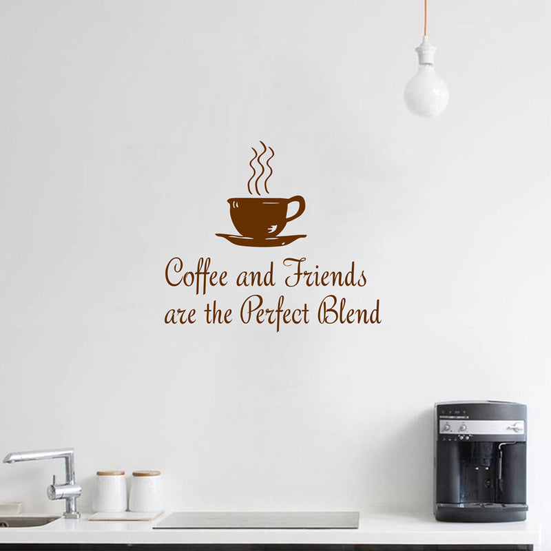 Kitchen Coffee Quotes Wall Decal " Coffee and Friends.. " Vinyl Wall Sticker Dining Room, Wall Art