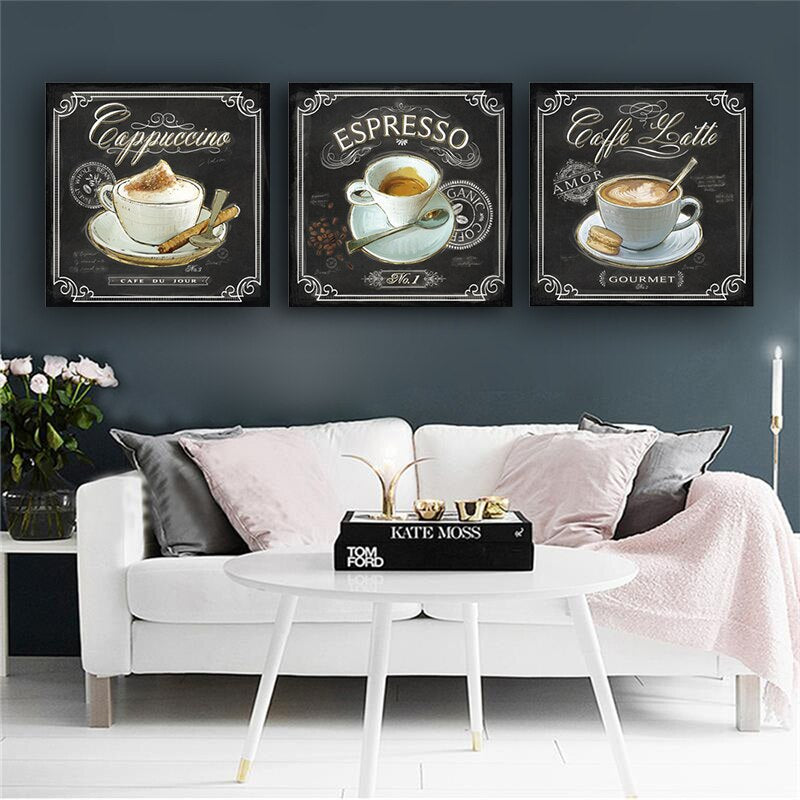 Kitchen Vintage Coffee Posters and Prints Canvas Painting Scandinavian Adornment Nordic Style