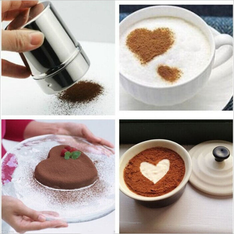 LIXYMO 1 pc Multifunction Chocolate Cocoa Coffee Powder Blender Stainless Steel Saltcellar Pepper