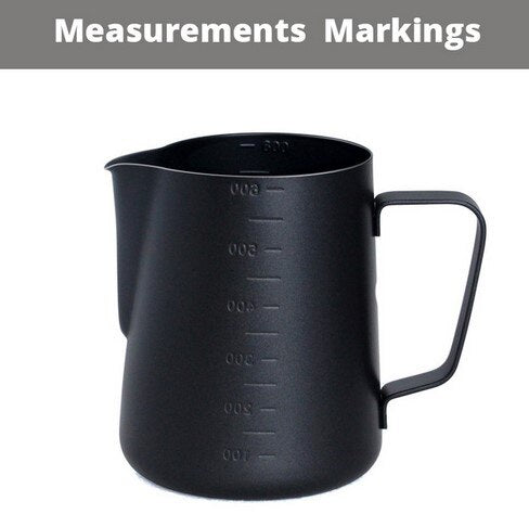 Leeseph Milk Frothing Pitcher Jug, Matte Black Stainless Steel Coffee Pot, Suitable for Coffee,