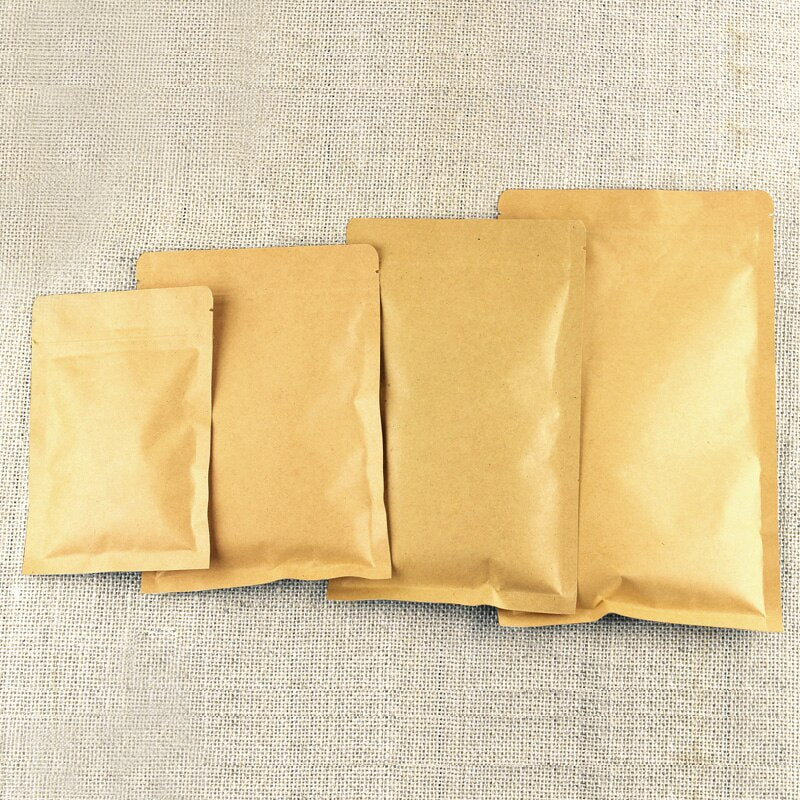 Flat Bottom Kraft Paper Zip Lock Bag Small Gift Bags Paper Fidget Hand Spinners Packaging Bag