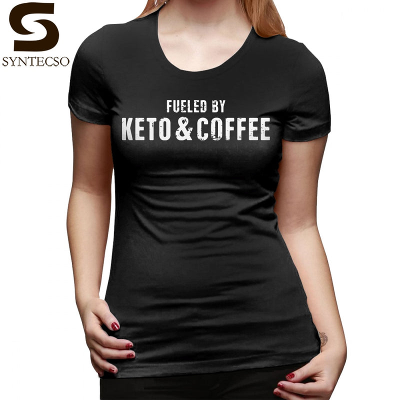 Low Carb T-Shirt Fueled By Keto And Coffee T Shirt Short-Sleeve Trendy Women T-Shirt Large Street