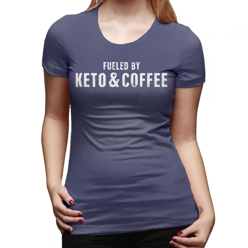 Low Carb T-Shirt Fueled By Keto And Coffee T Shirt Short-Sleeve Trendy Women T-Shirt Large Street