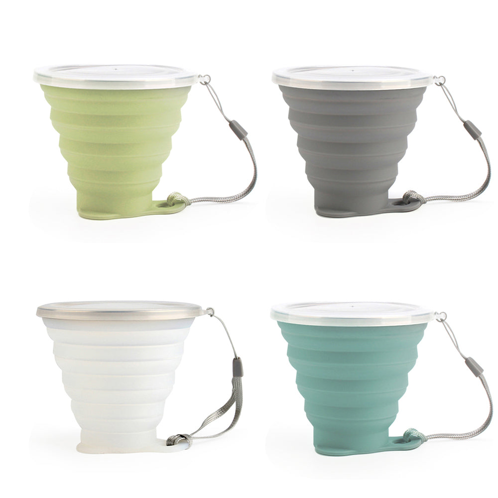 ME.FAM New 270ml Outdoor Silicone Folding Water Cup With Lanyard / Lid Retractable Travel Mini