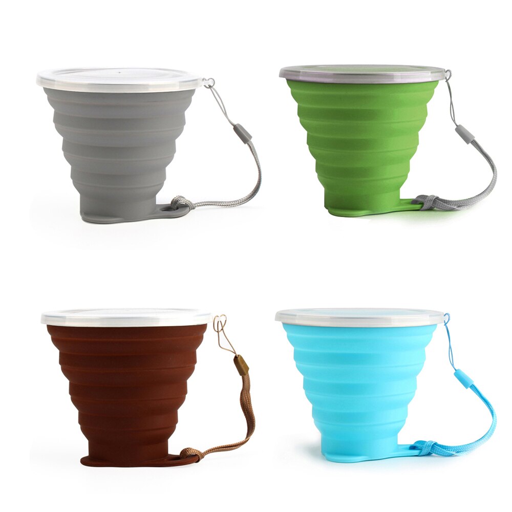 ME.FAM New 270ml Outdoor Silicone Folding Water Cup With Lanyard / Lid Retractable Travel Mini