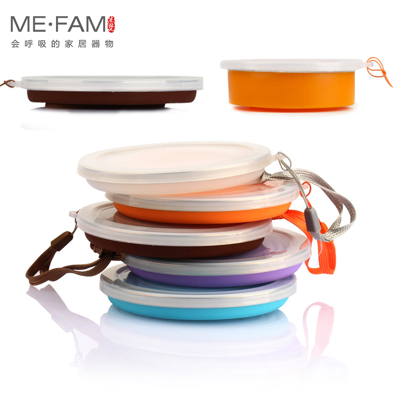 ME.FAM New 270ml Outdoor Silicone Folding Water Cup With Lanyard / Lid Retractable Travel Mini