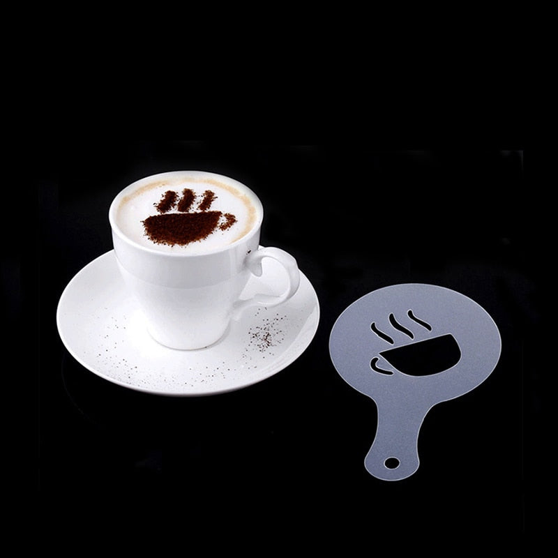 MOSEKO 16PCS Mold Coffee Milk Cake Cupcake Stencil Template Coffee Barista Cappuccino Template Strew