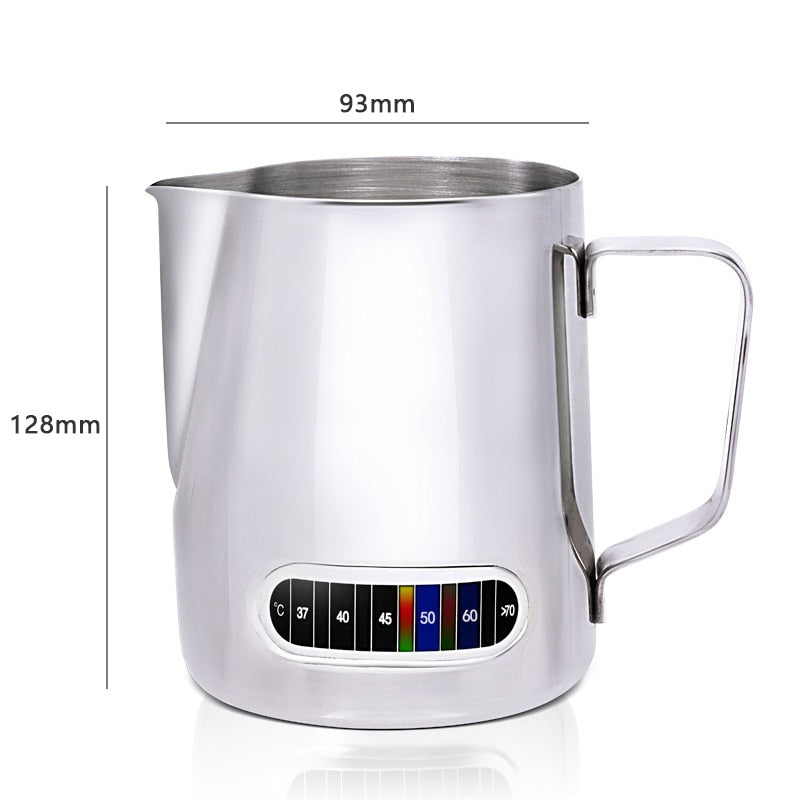 Milk Frothing Jug With Built-In Thermometer, Stainless Steel Creamer Frothing Pitcher 20 oz (600 ml)