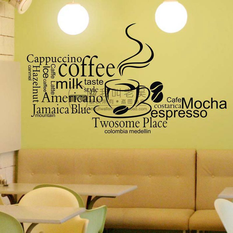 Milk Tea Coffee Shop Sticker Cafes Ice Cream Bread Cake Kitchen Wall Art Removable Sticker Decal DIY