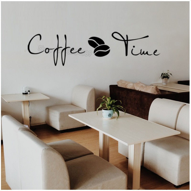 Minimalist Style Design Vinyl Decal Coffee Time Wall Sticker Home Decor Living Room For Rest Area