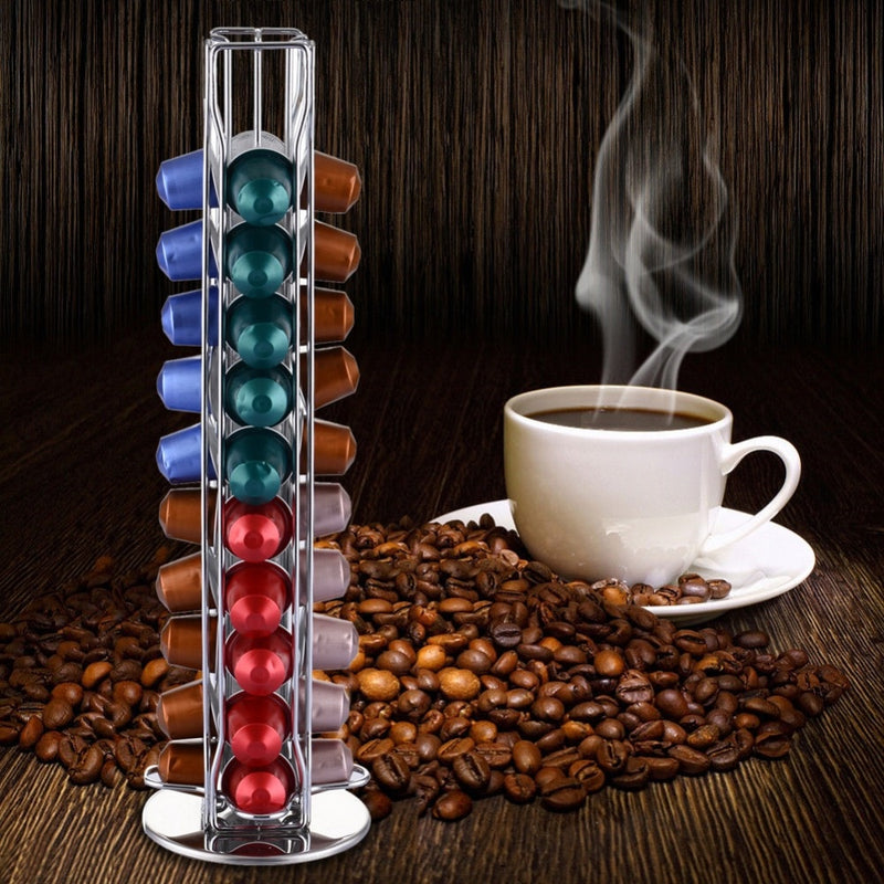 Neoteck 40 Pods Coffee Pod Holder Rotating Coffee Capsules Dispensing Tower Stand Fits Nespresso