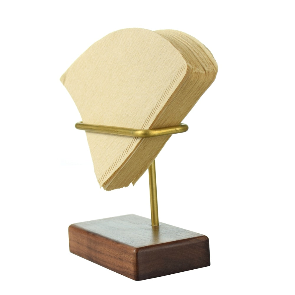 Copper Coffee Filter Shelf V60 Coffee Filter Stand Wooden Base