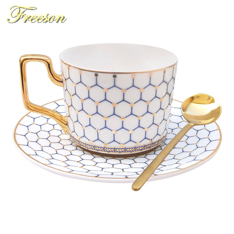 Nordic Bone China Coffee Cup Saucer Spoon Set 200ml British Cafe Porcelain Tea Cup Advanced