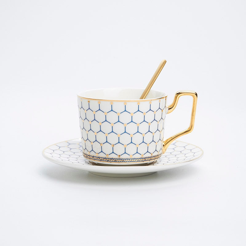 Nordic Bone China Coffee Cup Saucer Spoon Set 200ml British Cafe Porcelain Tea Cup Advanced