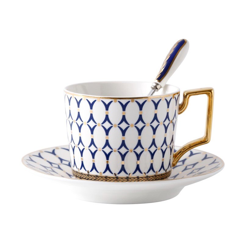 Nordic Bone China Coffee Cup Saucer Spoon Set 200ml British Tea Cup Porcelain Tea Set Advanced