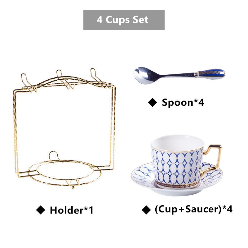 Nordic Bone China Coffee Cup Saucer Spoon Set 200ml British Tea Cup Porcelain Tea Set Advanced