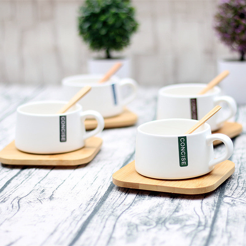 Nordic Brief Style Stylish Coffee Cup Sets With Bamboo Saucer Spoon Surprise Low Price Tea Cup Tazas