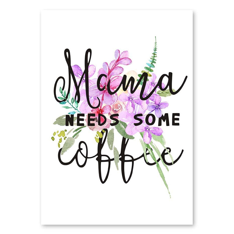 Nordic Style Black White Coffee Quote Canvas Painting Colorful Flowers Poster And Print Wall Picture