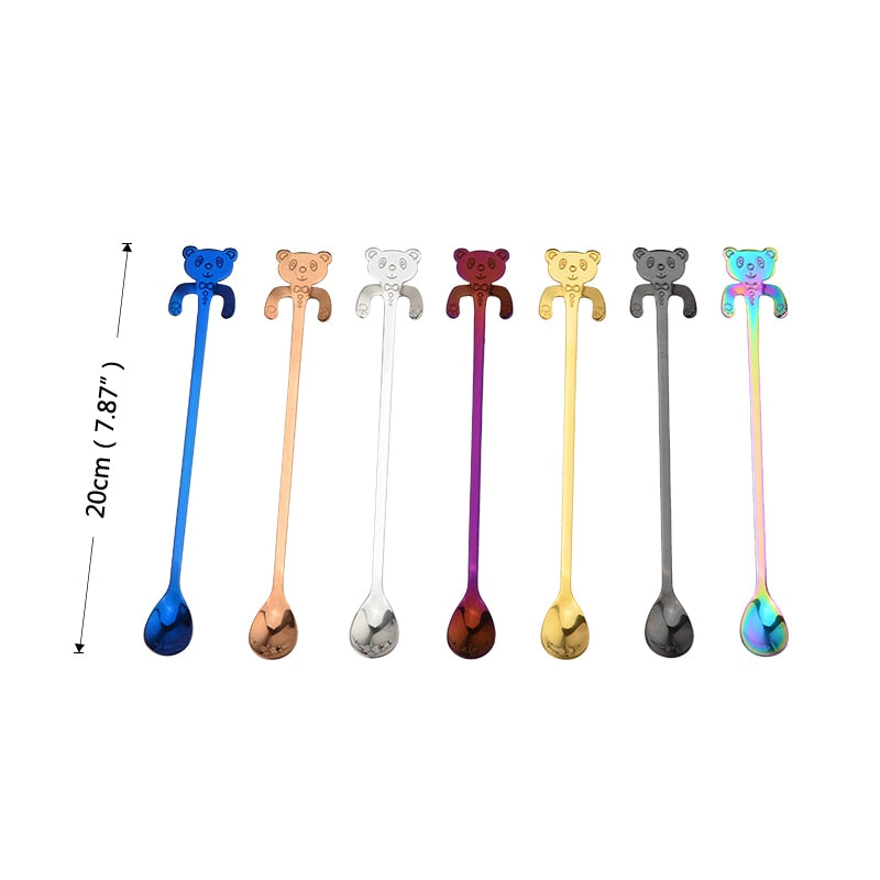 OBR Hanging Long Handle Panda Spoon Stainless Steel Teaspoon for Desserts Cake Tea Coffee