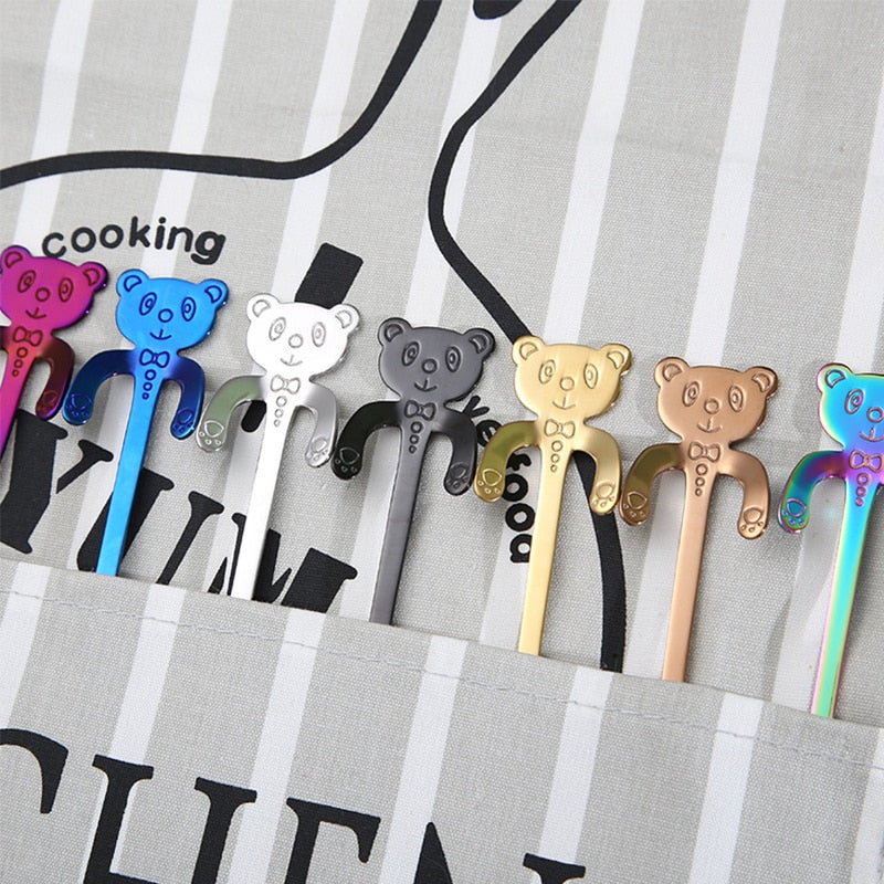 OBR Hanging Long Handle Panda Spoon Stainless Steel Teaspoon for Desserts Cake Tea Coffee